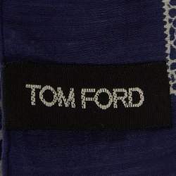 Tom Ford Blue Printed Cotton Blend Bandana Scarf
