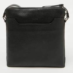 Tom Ford Black Grain Leather Messenger Bag