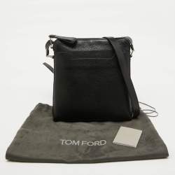 Tom Ford Black Grain Leather Messenger Bag