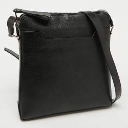 Tom Ford Black Grain Leather Messenger Bag
