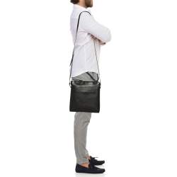 Tom Ford Black Grain Leather Messenger Bag