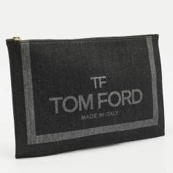 Pre Owned Tom Ford Black/Grey Denim Flat Zipped Pouch