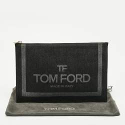 Pre Owned Tom Ford Black/Grey Denim Flat Zipped Pouch