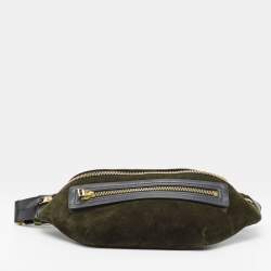 Pre Owned Tom Ford Buckley Olive Green/Black Leather and Suede Belt Bag