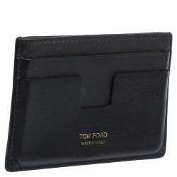 Tom Ford Black Leather T Line Card Holder