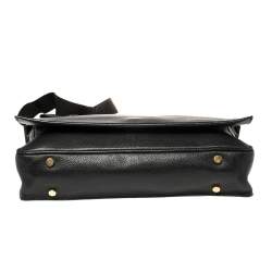 Tom Ford Black Grained Leather Buckley Flap Messenger Bag