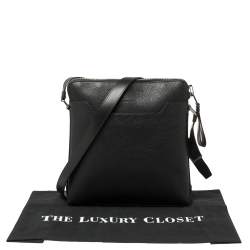 Pre Owned Tom Ford Black Grain Leather Messenger Bag