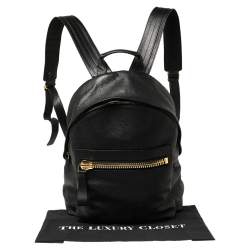 Tom Ford Black Grained Leather Buckley Backpack