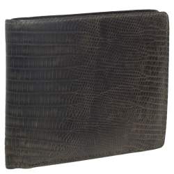Tom Ford Black/Green Lizard Embossed Leather Bifold Wallet