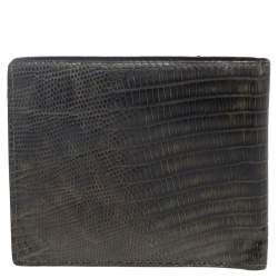 Tom Ford Black/Green Lizard Embossed Leather Bifold Wallet