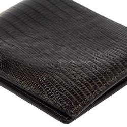 Tom Ford Black/Green Lizard Embossed Leather Bifold Wallet