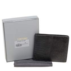 Tom Ford Black/Green Lizard Embossed Leather Bifold Wallet