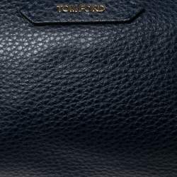 Tom Ford Navy Blue Leather Zip Around Wristlet Pouch
