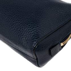 Tom Ford Navy Blue Leather Zip Around Wristlet Pouch