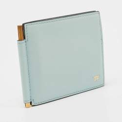 Pre Owned Tom Ford Blue Leather Money Clip Wallet