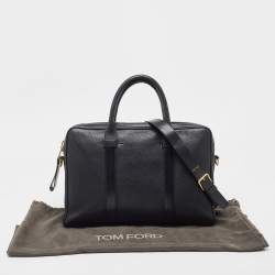 Tom Ford Black Leather Buckley Briefcase Bag