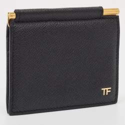 Tom Ford Black Leather TF Logo Money Clip 