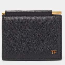 Tom Ford Black Leather TF Logo Money Clip 