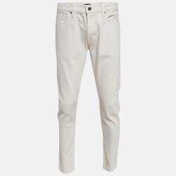 Pre Owned Tom Ford White Denim Straight Leg Jeans L Waist 34"