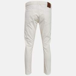 Pre Owned Tom Ford White Denim Straight Leg Jeans L Waist 34"
