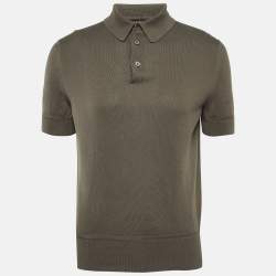 Tom Ford Green Cotton Knit Polo T-Shirt L