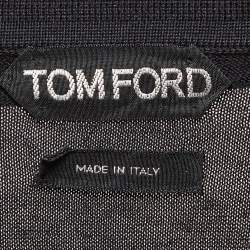 Tom Ford Black Cotton Knit Polo T-Shirt L