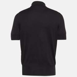 Tom Ford Black Cotton Knit Polo T-Shirt L