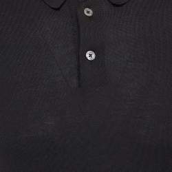 Tom Ford Black Cotton Knit Polo T-Shirt L