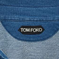 Pre Owned Tom Ford Blue Cotton Knit Polo T-Shirt XXL