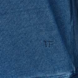 Pre Owned Tom Ford Blue Cotton Knit Polo T-Shirt XXL