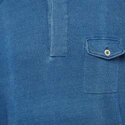 Pre Owned Tom Ford Blue Cotton Knit Polo T-Shirt XXL