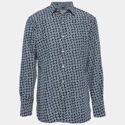 Tom Ford Blue Floral Print Poplin Shirt L