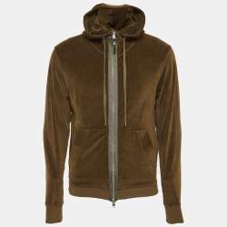 Tom Ford Brown Velvet Hooded Zip-Up Jacket S