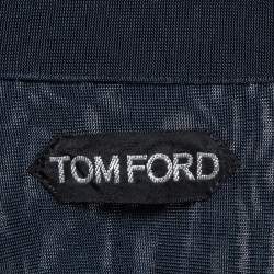 Tom Ford Navy Blue Stretch Knit Button Front Shirt XL