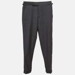 Tom Ford Grey Wool Regular Buckled Waist Trousers XS