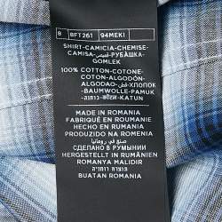Pre Owned Tom Ford Blue Plaid Cotton Button Front Shirt M