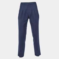 Tom Ford Dark Blue Wool & Silk Regular Fit Trousers S