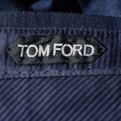 Tom Ford Dark Blue Wool & Silk Regular Fit Trousers S