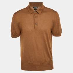 Pre Owned Tom Ford Brown Cashmere Knit Polo T-Shirt XL