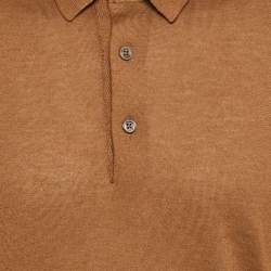 Pre Owned Tom Ford Brown Cashmere Knit Polo T-Shirt XL