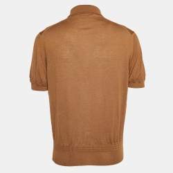 Pre Owned Tom Ford Brown Cashmere Knit Polo T-Shirt XL