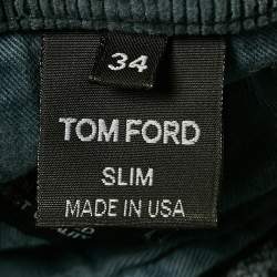 Pre Owned Tom Ford Blue Corduroy Straight Leg Pants L