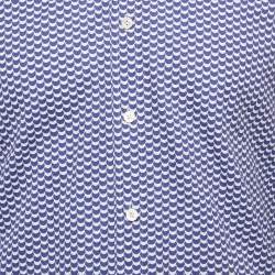 Pre Owned Tom Ford Blue Printed Cotton Long Sleeve Shirt M