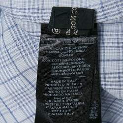 Tom Ford Blue Tartan Pattern Cotton Button Front Shirt XL
