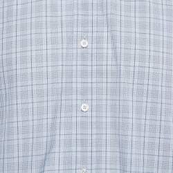 Tom Ford Blue Tartan Pattern Cotton Button Front Shirt XL