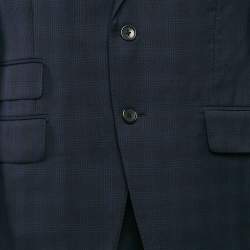 Tom Ford Navy Blue Wool Plaid Pants Suit XL