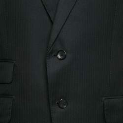 Pre Owned Tom Ford Black Herringbone Wool Pants Suit XL