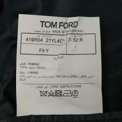 Pre Owned Tom Ford Black Herringbone Wool Pants Suit XL