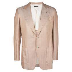 مملوكة مسبقًا Tom Ford Orange Herringbone Pattern Silk Blazer L