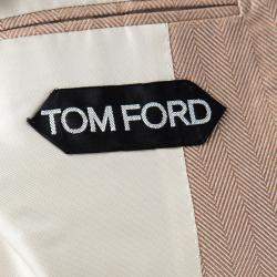 مملوكة مسبقًا Tom Ford Orange Herringbone Pattern Silk Blazer L